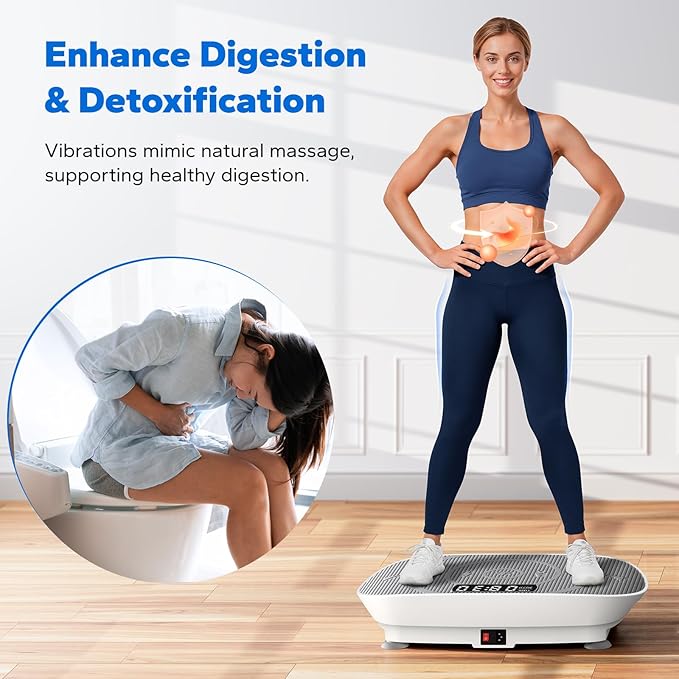 MERACH Vibration Plate Exercise Machine, Slim Vibration Plate for Lymphatic Drainage Weight Loss, Vibrating Plate with Real-Time Calorie Tracking on LED Display, Workout Equipment for Home Women Men