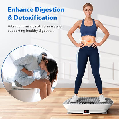 MERACH Vibration Plate Exercise Machine, Slim Vibration Plate for Lymphatic Drainage Weight Loss, Vibrating Plate with Real-Time Calorie Tracking on LED Display, Workout Equipment for Home Women Men