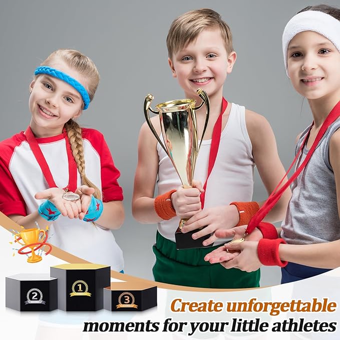 Cardboard Podium 76" W x 26" H People Winners Stand in Life Size Cardboard First Second Third Place Cardboard Cutout Standup for Party Decorations Display Event Backdrops Photo Booth Props