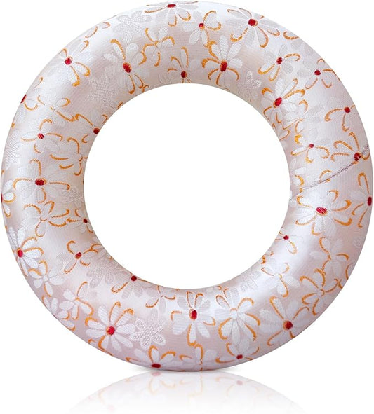 Singing Bowl Cushion for Tibetan Singing Bowls, Handmade Silk Brocade Round Cushion Pillow for Sound Healing and Crystal Sound Bowls Accessories(PinkishWhite,6.7 Inch)