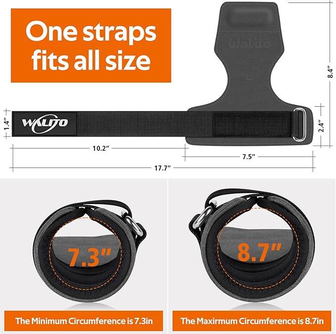 WALITO Weight Lifting Wrist Straps (Pair),Double Layer Leather Grips for Deadlift,Powerlifting and Gym Workouts, Adjustable Neoprene Padded Wrist Wraps - Men/Women, Heavy Duty Support