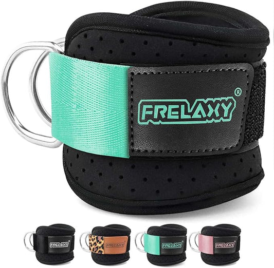 Frelaxy Ankle Straps for Cable Machine – Comfortable & Durable Leg Straps for Kickbacks, Glute Workouts, and Lower Body Exercises – Perforated Neoprene Padding & Tapered Fit