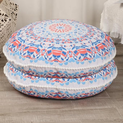 32 inches Floor Cushions for Adults, 2 Pack Round Large Thick Floor Pillow, Memory Foam Cushion for Sitting, Aqua