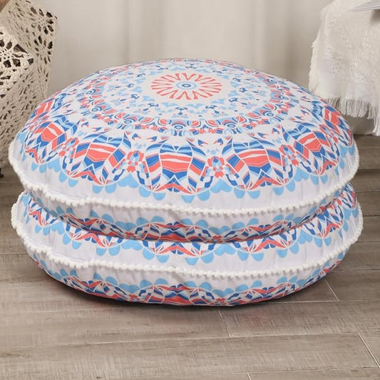 32 inches Floor Cushions for Adults, 2 Pack Round Large Thick Floor Pillow, Memory Foam Cushion for Sitting, Aqua
