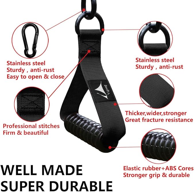 Heavy Duty Gym Exercise Handles Attachment for Cable Machine,Resistance Band,Pulley System Fitness Workout Equipment, with Elastic Rubber Grip