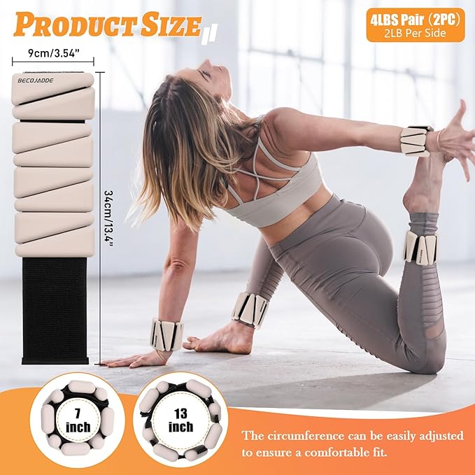 Ankle Weights Set of 2 (1 lb/2 lb/3 lb Each) Adjustable Wrist Weights for Women Men Wearable Arm Leg Weight for Pilates, Running, Walking, Workout, Yoga