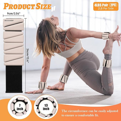 Ankle Weights Set of 2 (1 lb/2 lb/3 lb Each) Adjustable Wrist Weights for Women Men Wearable Arm Leg Weight for Pilates, Running, Walking, Workout, Yoga