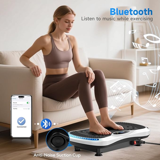 Vibration Plate Exercise Machine for Lymphatic Drainage, Vibration Machine for Full-Body Weight Loss Shaping, Vibrate Fitness Platform 400 Lbs & 200 Adjustable Speeds for Women Men Home Gym