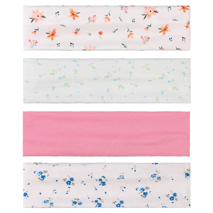 9 Pack Floral Headbands for Women Non Slip - Elastic Cotton Fabric - Sweat Absorption - Soft Cloth Cute Hair Bands for Women's Hair, Stretchy Sports Headbands for Workout Yoga Gym - H