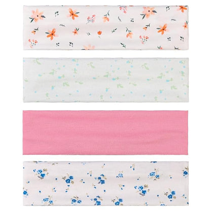 9 Pack Floral Headbands for Women Non Slip - Elastic Cotton Fabric - Sweat Absorption - Soft Cloth Cute Hair Bands for Women's Hair, Stretchy Sports Headbands for Workout Yoga Gym - H