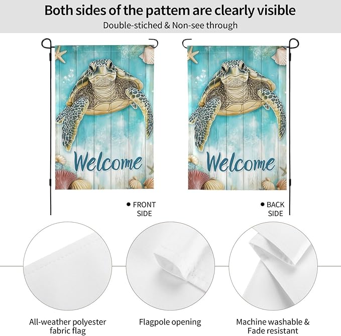 Sea Turtle Garden Flag 12x18 In Double Sided Yard Flags Lawn Sign Decor No Flagstand