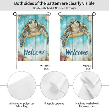 Sea Turtle Garden Flag 12x18 In Double Sided Yard Flags Lawn Sign Decor No Flagstand