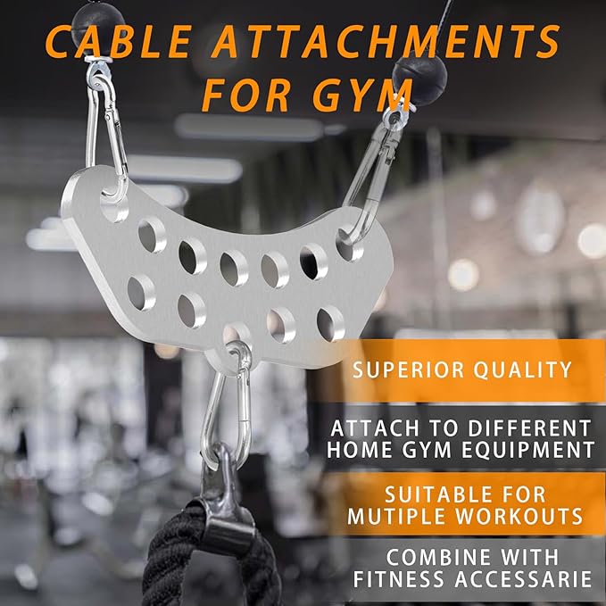 J Bryant Heavy Duty Stainless Steel Double to Single Anchor Plate - 6mm Thick Cable Machine Attachment with 3 Carabiners for Gym Pulley LAT Pulldown, Forearm & Grip Training
