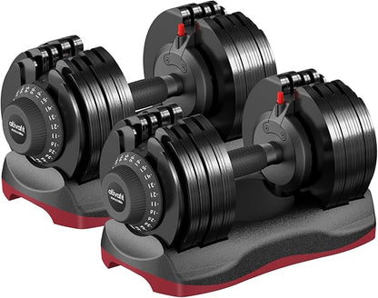 Ativafit 27.5/66/88LBS Pair Adjustable Dumbbell Set with Anti-slip Handle 12 In 1 Quick Dial Adjustment Weights With Safety Locking Button Space Saving Strength Training for Full Body Home Gym Workout