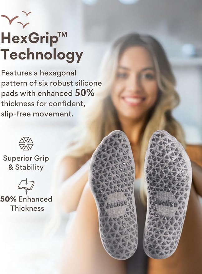 Slouch Pilates Grip Socks Yoga Barre Non Slip Scrunch Merino Wool Gym Workout Breathable Moisture Wicking Anti Odor