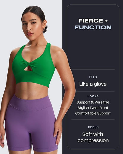 Aoxjox Women's Workout Sports Bras Twist Front Fitness Training Gym Bra Yoga Crop Lola Tank