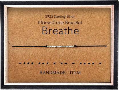 KGBNCIE Morse Code Bracelet for Women Sterling Silver Beads on Silk Cord Secret Message Fuck Friendship Inspirational Encouragement Bracelet Gift for Her