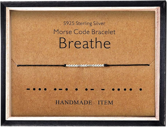 KGBNCIE Morse Code Bracelet for Women Sterling Silver Beads on Silk Cord Secret Message Fuck Friendship Inspirational Encouragement Bracelet Gift for Her