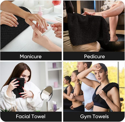 HOMEXCEL Soft Salon Towels 24 Pack, (16 x 27 Inches) Microfiber Highly Absorbent Barber Towel, Black Fast Dry Hand Towels for Salons, Gym, Spa, Pool, Massage Parlors and Personal Use