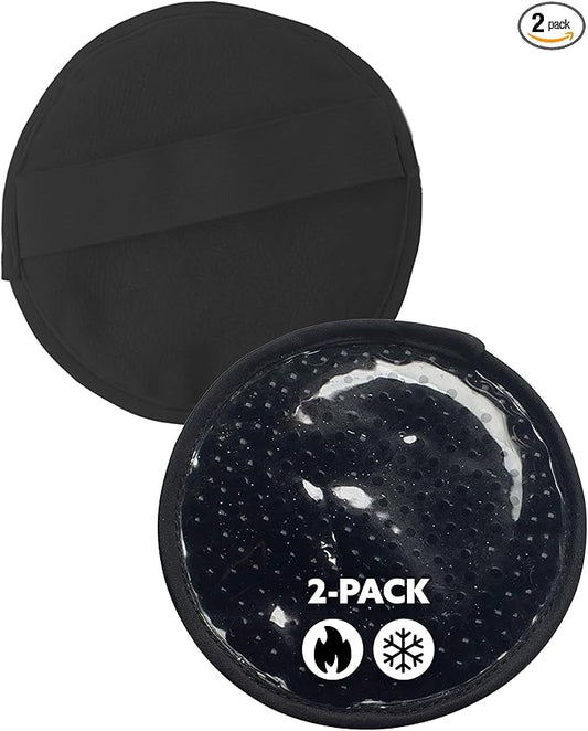 Alpi Circle Plush Gel Ice Packs Reusable & Microwavable – 4”x4” Small Ice Packs for Kids & Adults – Hot or Cold Eye Mask with Beads - Plush Comfort for Muscle Aches & Minor Discomfort – Black