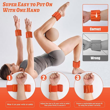 Ankle Weights Set of 2 (1 lb/2 lb/3 lb Each) Adjustable Wrist Weights for Women Men Wearable Arm Leg Weight for Pilates, Running, Walking, Workout, Yoga