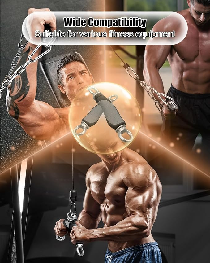 Upgrade LAT Tricep Rope Cable Attachment, Rubber Gym Exercise Handles for Cable, Ergonomic Single Handle Tricep Attachment Cable Machine, LAT Pull Down Attachments for DIY Workout Equipment