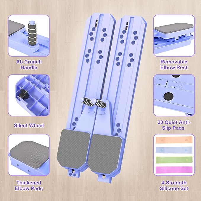 Pilates Board for Home Workout, Pilates Reformer Set for Core, Strength and Balance Training, Multi-Purpose Protable Pilates Reformer Machine for Women and Men