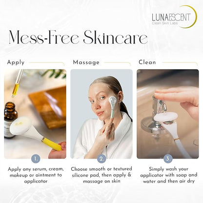 Serum Applicator for Face Lilac Pink Reusable Skincare Applicator Serums, Oils, Medicated Ointments, Sunscreen, Makeup, Face Cream Applicator, Cooling & Warming Face Massager Tool by LUNAESCENT