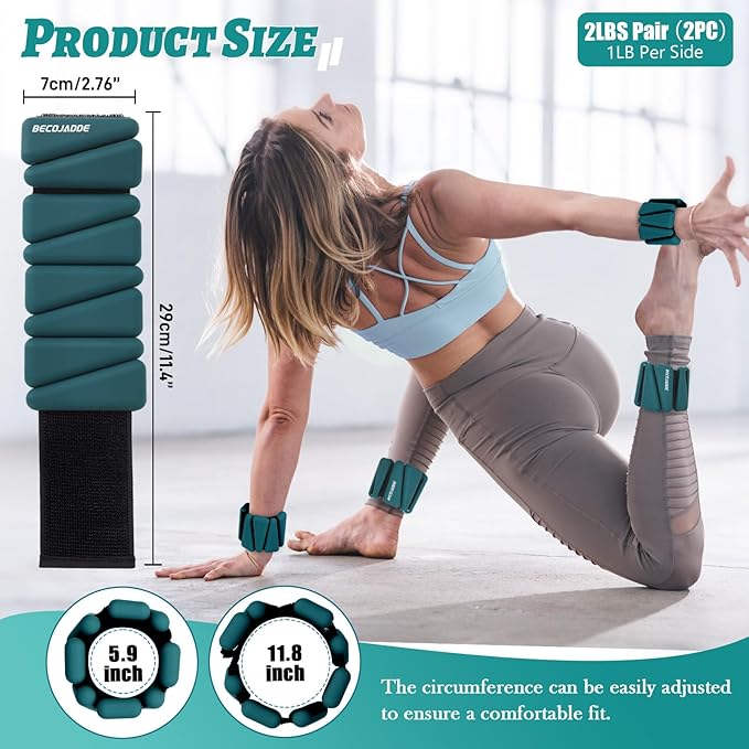 Ankle Weights Set of 2 (1 lb/2 lb/3 lb Each) Adjustable Wrist Weights for Women Men Wearable Arm Leg Weight for Pilates, Running, Walking, Workout, Yoga