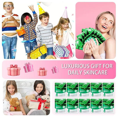 Kaely 10 Pack Aloe Vera Sheet Masks, Spa Party Face Masks for Kids Teens Women Men Skincare Set, Girls Night Facial Masks Skin Care, Moisturize Soothe for All Skin Types, Christmas Gifts, Set05B