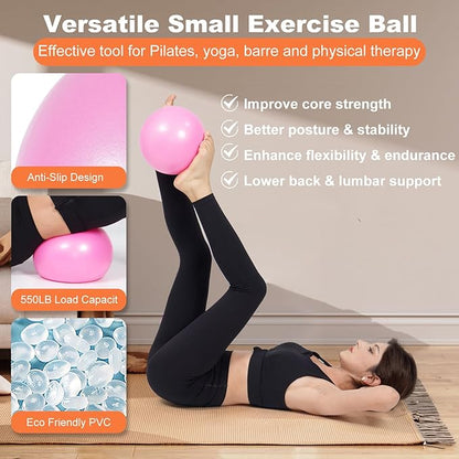 Pilates Ring Circle and Pilates Ball Set, 12 Inch&14Inch Magic Circle Pilates Ring,9 Inch Small Exercise Ball,Resistance Bands Set, Home Pilates Equipment for Women