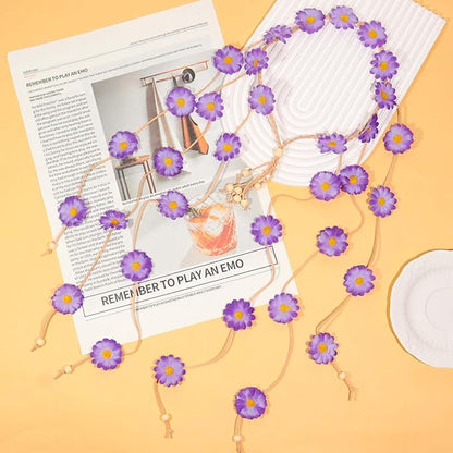 6 Pcs Hippie Costume Accessories Set, Flower Hippie Headband Boho Peace Sign Necklace Earrings Sunglasses Bracelet