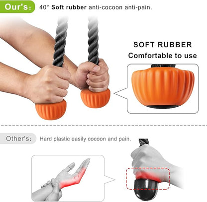 SELEWARE Triceps LAT Pulldown Attachments Home Gym Workout Accessories with Non-Slip Soft Rubber Grip Cable Machine Attachments Triceps Rope Double D Row Handle Pull Down Bar Straight Bar Exercise