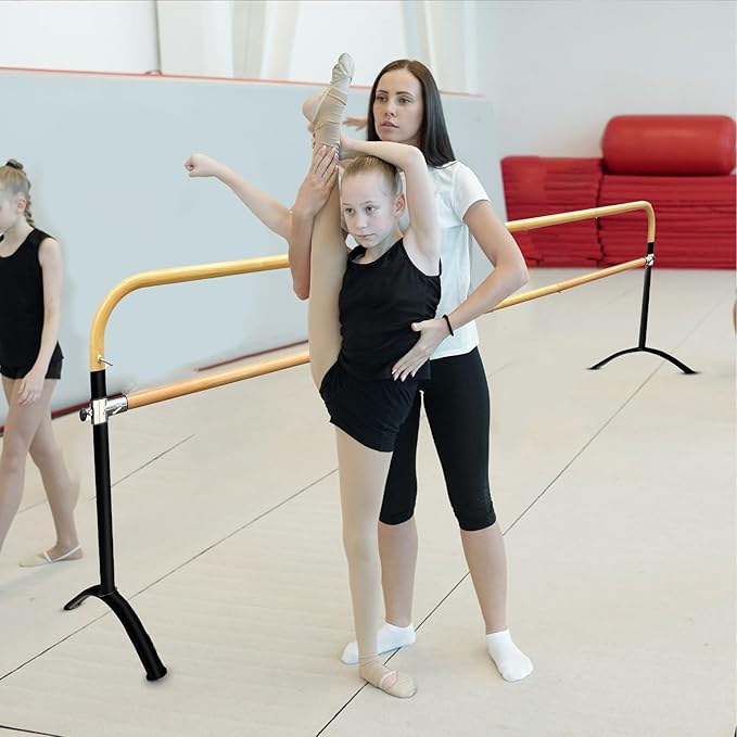 Ballet Barre Portable for Home or Studio, Height Adjustable Bar for Stretch, Pilates, Dance or Active Workouts, Single or Double Bar, Kids and Adults
