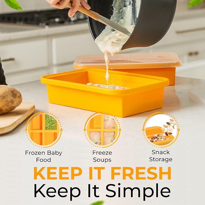 (2 Pack) Large Silicone Freezer Containers For Soup, Pasta Sauce, Leftovers, Broth & More - 6 Cup Reusable BPA Free Non Plastic Food Storage Freezing Ice Trays With Lids & Measurement Lines