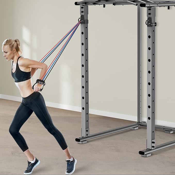 Kipika Power Cage Squat Rack Home Gym Accessories - Anchor for Resistance Bands Fits Rack with 5/8" or 1" Holes, Heavy Duty Hooks for Workouts, Strength Training, and Physical Therapy Exercise, 2 Pack