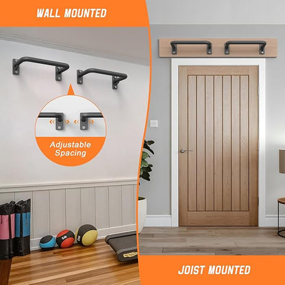 Pull Up Bar for Doorway, Heavy Duty Strength Training Pull-Up Bars for Home Gym, Wall Mounted/Joist Mounted/Ceiling Mounted Chin Up Bar with Reinforced Thick Metal Construction - Supports 500 lbs for Full-Body Workouts