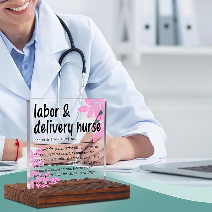 Appreciation Gifts for Labor & Delivery Nurse Clear Desk Decor Sign, Recognition Gifts for Labor Nurse Nursing Students Graduation Nurses Week, L&D Nurse Definition Clinic Office Plaque TZD43