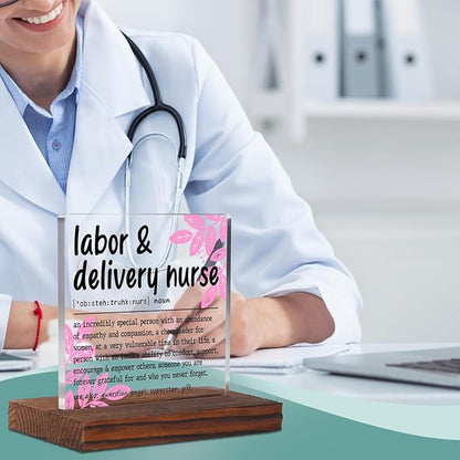Appreciation Gifts for Labor & Delivery Nurse Clear Desk Decor Sign, Recognition Gifts for Labor Nurse Nursing Students Graduation Nurses Week, L&D Nurse Definition Clinic Office Plaque TZD43