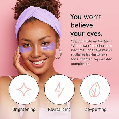 grace & stella Retinol Under Eye Patches for Puffy Eyes and Dark Circles - Restoring Gel Under Eye Masks with Hyaluronic Acid - Vegan Cruelty-Free Skincare, Birthday Gifts for Women (Purple, 48 Pairs)
