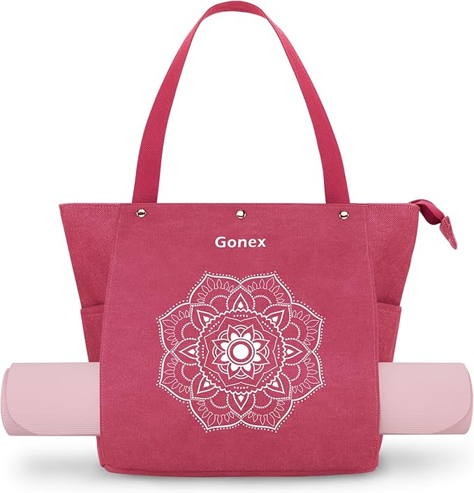 Gonex Yoga Mat Bag, Yoga Gym Bag Tote Bag with Multi Pockets For Women Men, Canvas Yoga Mat Carrier Take in Out Mat Easily For Pilates Travel Workout Office