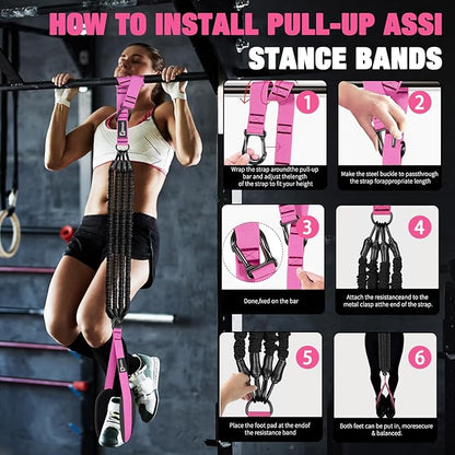 Pull Up Assistance Bands,Up to 300 lbs Assistance,Adjustable Heavy Duty 4 Pull Up Bands with Handle and Door Anchor for Home Gym Fitness Exercise Strength Training Workout Equipment