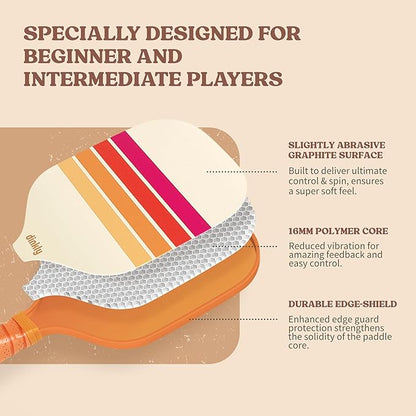 Pickleball Paddles Set of 2/4- USAPA Approved Graphite/Fiberglass Pickleball Racket, 2 Pickleball Rackets, 4 Balls and 1 Portable Carry Bag, Aesthetic Pickle Ball Set for Men Women Beginners