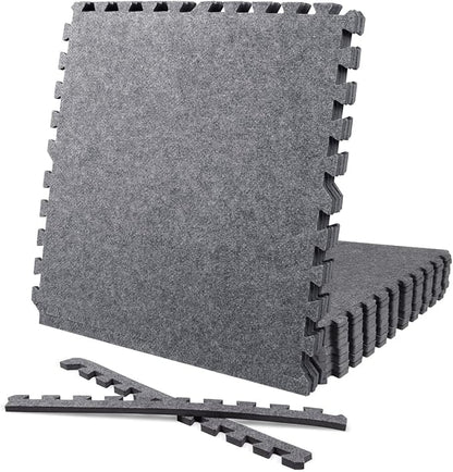 CAPHAUS EVA Foam Floor Tiles with Black Top, 24 Inch x 24 Inch Interlocking Carpet Texture Mats