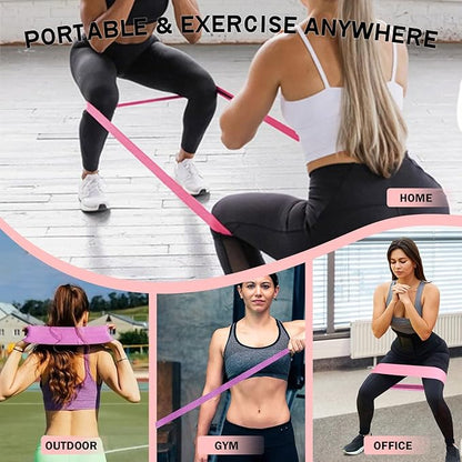 Long and Short Fabric Resistance Bands with Door Anchor 7 PCS, Non-Slip Stretch Booty Bands for Working Out Women & Men, Loop Exercise Elastic Bands for Home Physical Therapy Yoga Pilates