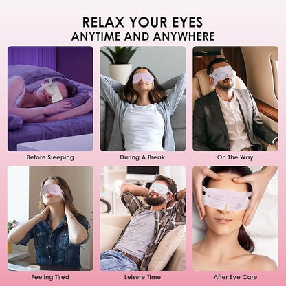 Steam Eye Mask, Heated Eye Mask for Sleep,Warm Compress with Hyaluronic Acid,Moist Heat for Dry Eye Relief,Spa,Stye Eye Treatment,Travel Essentials & Relaxation Gifts,Rose 10 Packs