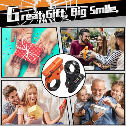 Fidget Slider Ring Plastic Gun Toy for Kid Adult, Push Flip Clicker Transformable Sensory Textured Finger Spinner for Stress Relief Relax, Cool Gadget Birthday for Boy Girl Man