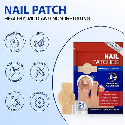 Toenail Treatment Extra Strength 42pcs, Nail patches for Toenails, Overnight Toe Nail Treatments, Nighttime Nail Repair for Thick, Brittle and Discolored Toe Nail, Strengthen Damaged Foot Nails