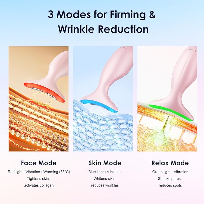 Facial & Neck Massager – Skin Firming, Wrinkle Reducer & Sculpting Tool | Portable LED Light Therapy for Face & Neck Care