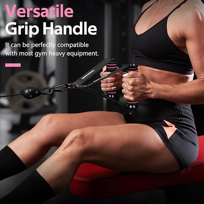 RENRANRING Gym Exercise Handles, Replacement Handle Attachments for Cable Machine Pulleys, Resistance Band and Strength Trainer, Pull Down Workout Accessories, Home Gym Add On Equipment